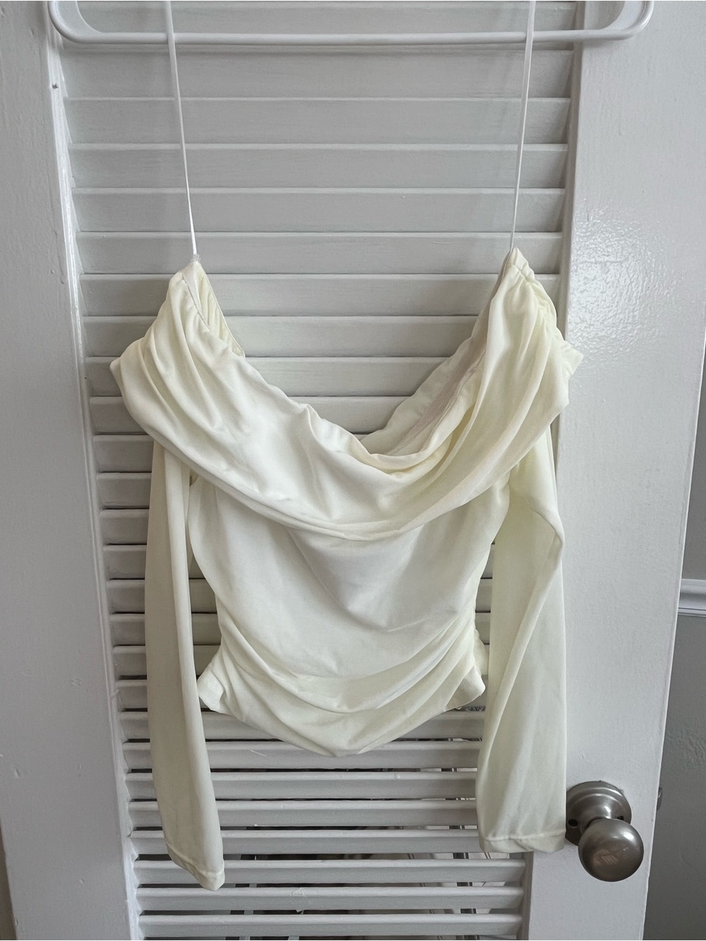 Beginning Boutique Cream Draped Cowl Long Sleeve Top